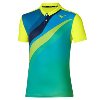 Camisa Polo Mizuno Release Shadow Hombre - Amarillos / Azules / Verdes - Chile M769RLEAOJ